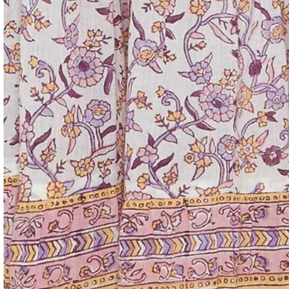 orange Pink Boho Floral Print maxi skirt tassel - Picture 6 of 7